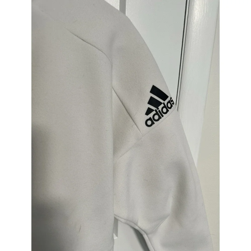 ADIDAS Woven 3/4 ZIP GOLF White Pullover L-XL‎ W Pouch Pockets